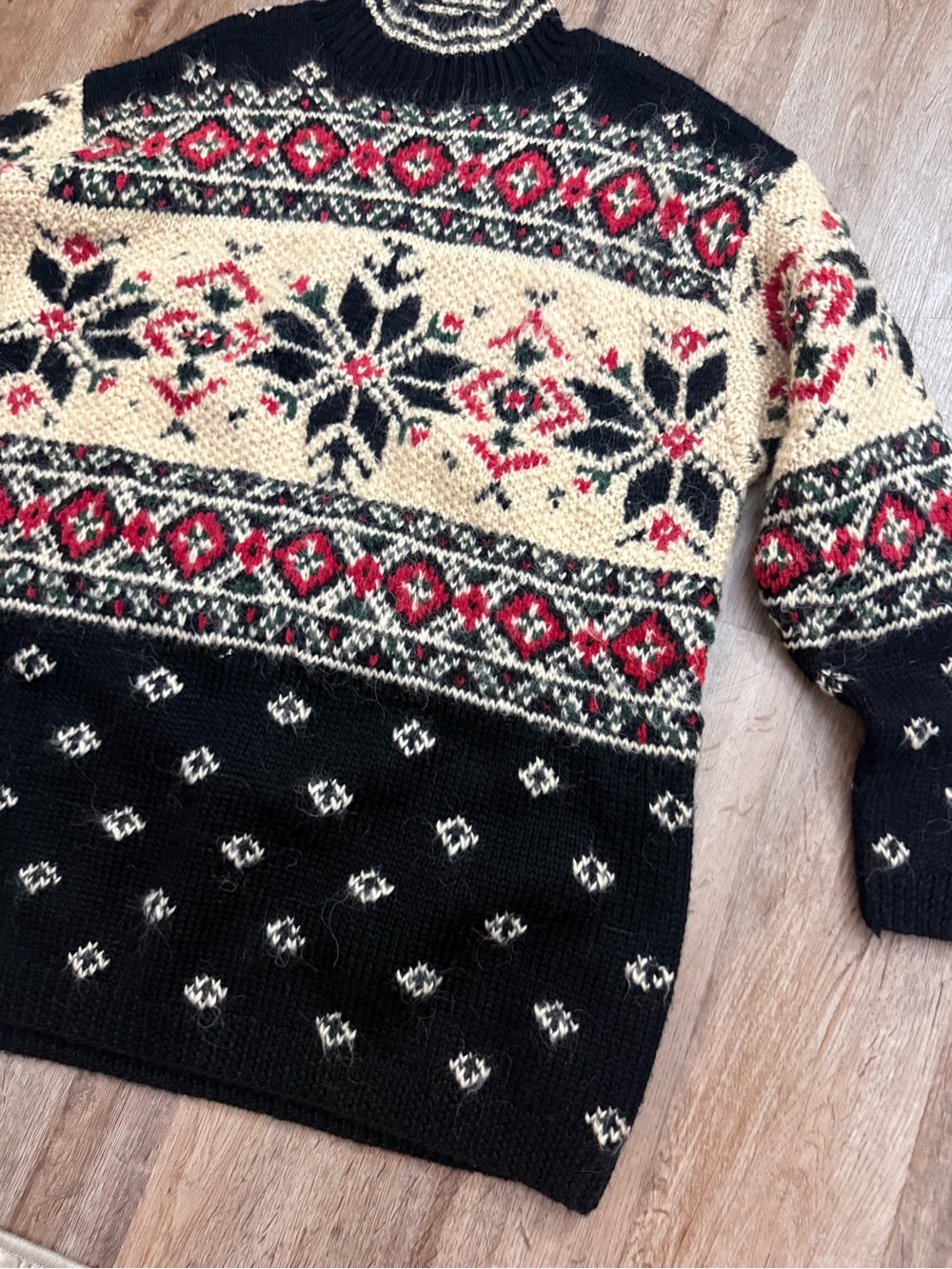 Vintage Croft & Barrow Fair Isle Nordic Mock Neck Sweater XL Wool Blend - Picture 3 of 14